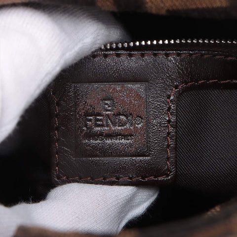 FENDI Zucca canvas x leather Shoulder Bag Brown WS15229