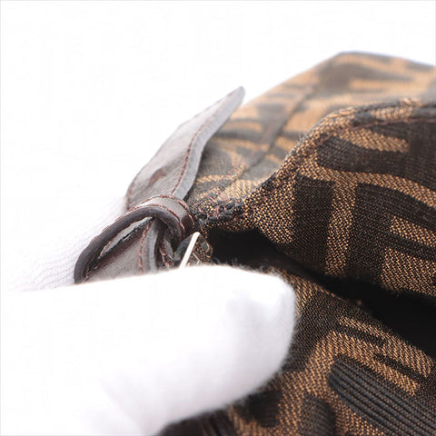 FENDI Zucca canvas x leather Shoulder Bag Brown WS15229
