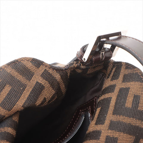 FENDI Zucca canvas x leather Shoulder Bag Brown WS15229