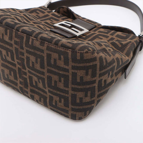FENDI Zucca canvas x leather Shoulder Bag Brown WS15229