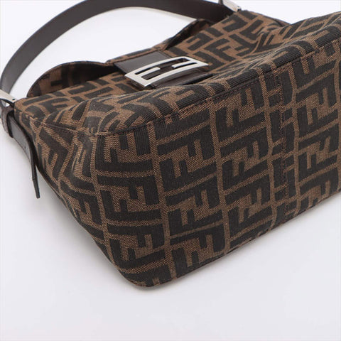 FENDI Zucca canvas x leather Shoulder Bag Brown WS15229