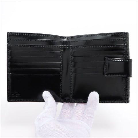 GUCCI GG Imprime 212105 PVC x Leather Compact Wallet Bifold Wallet black WS15242