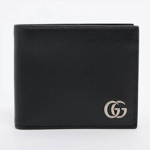 グッチ GUCCI GGマーモント 428726 レザー コンパクトウォレット 二つ折り財布 ブラック WS15243