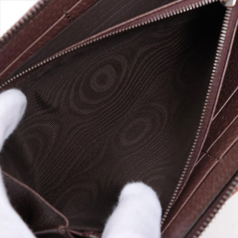 GUCCI Jumbo GG Bamboo 658634 Toile x Cuir Portefeuille Zippé Rond Marron WS15247