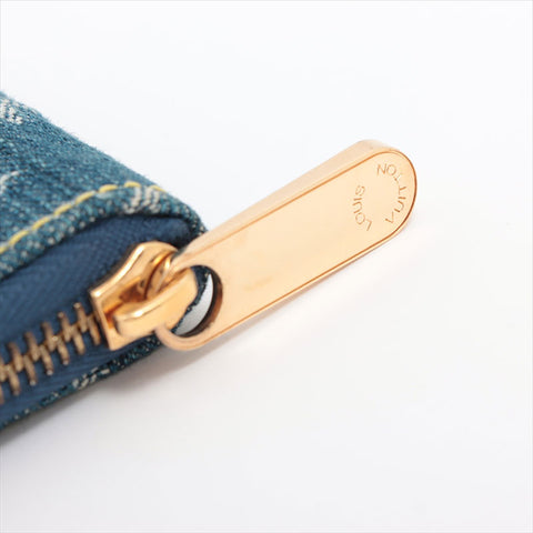 LOUIS VUITTON Denim Mini Zippy M95342 Compact Wallet Bifold Wallet blue WS15249