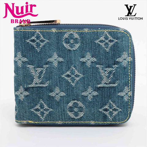 LOUIS VUITTON Denim Mini Zippy M95342 Compact Wallet Bifold Wallet blue WS15249