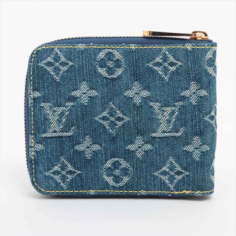LOUIS VUITTON Denim Mini Zippy M95342 Compact Wallet Bifold Wallet blue WS15249