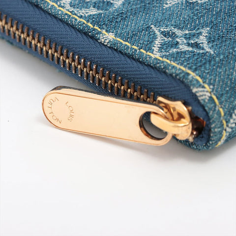 LOUIS VUITTON Denim Mini Zippy M95342 Compact Wallet Bifold Wallet blue WS15249