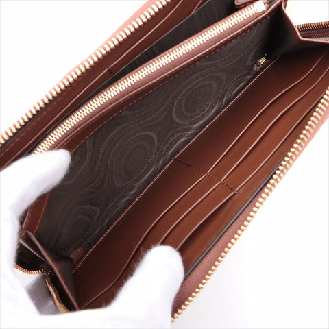 GUCCI GG Supreme Horsebit 621889 PVC x Leather Round Zip Wallet Purse beige WS15250