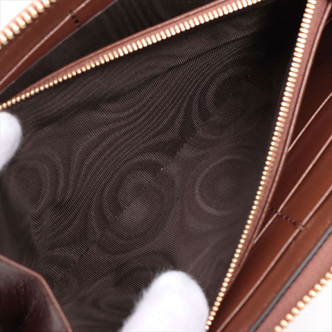 GUCCI GG Supreme Horsebit 621889 PVC x Leather Round Zip Wallet Purse beige WS15250