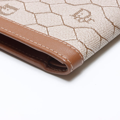 Christian Dior Honeycomb Pattern Vintage Bifold Wallet beige WS15261