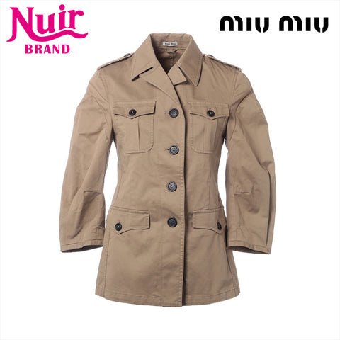 ミュウ ミュウ Miu Miu 2010 コットン Size:38 ミリタリー ジャケット ベージュ WS15262