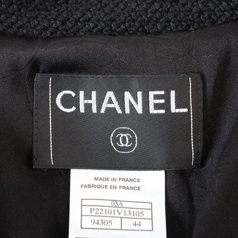 CHANEL 2003 COCO Mark Button Size:44 Tweed Jacket black WS15263