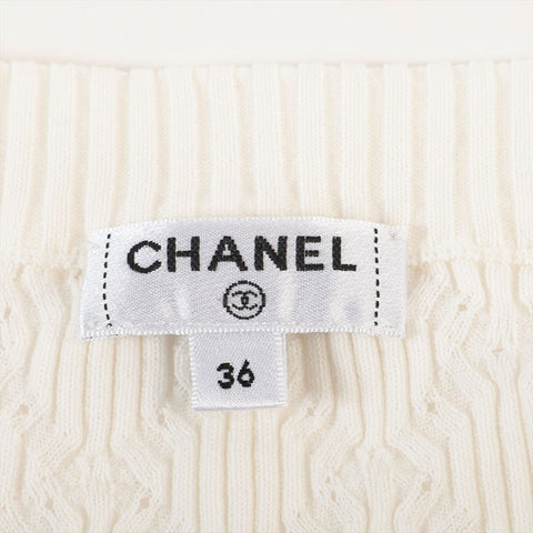 CHANEL 2020 P63293K COCO Mark Cotton Size:36 Long sleeve shirt white WS15264