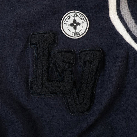 LOUIS VUITTON Size:S Logo Patch Wool Knit cardigan wool Navy WS15267