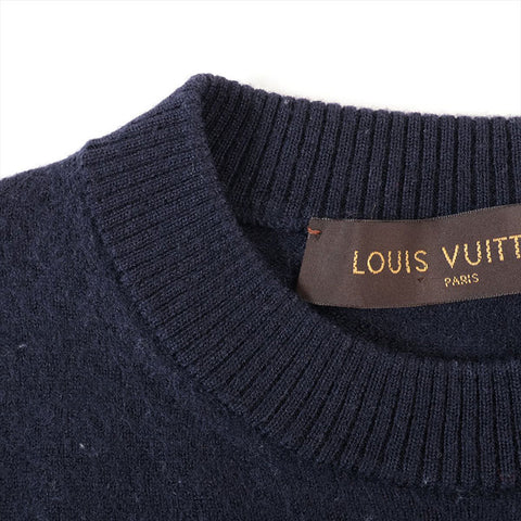 LOUIS VUITTON Size:S Logo Patch Wool Knit cardigan wool Navy WS15267