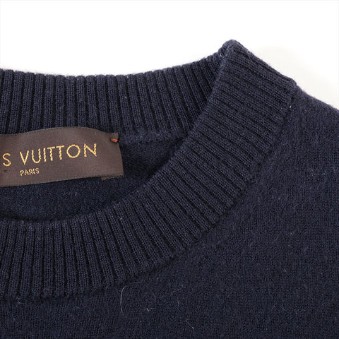 LOUIS VUITTON Size:S Logo patch wool cardigan Navy WS15267