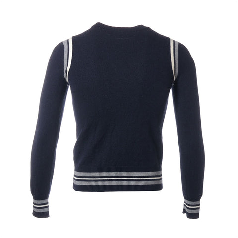 LOUIS VUITTON Size:S Logo patch wool cardigan Navy WS15267