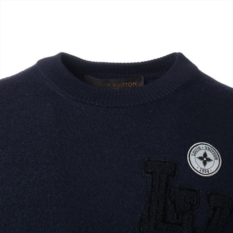 LOUIS VUITTON Size:S Logo Patch Wool Knit cardigan wool Navy WS15267