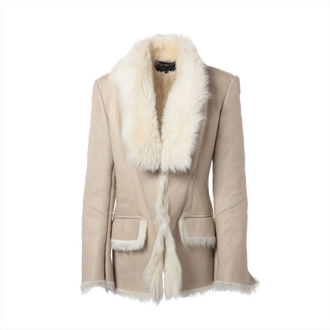 GUCCI Size: 40 Lamb leather, mouton, fur Parker beige WS15270