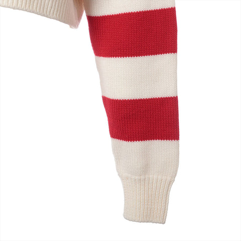 Miu Miu Size:36 Border wool back logo knit Red x white WS15271