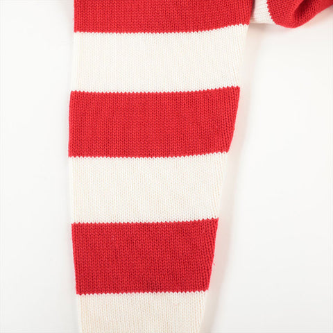 Miu Miu Size:36 Border wool back logo knit Red x white WS15271