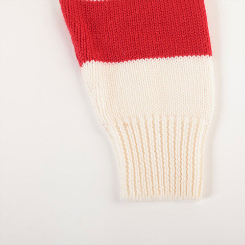 Miu Miu Size:36 Border wool back logo knit Red x white WS15271