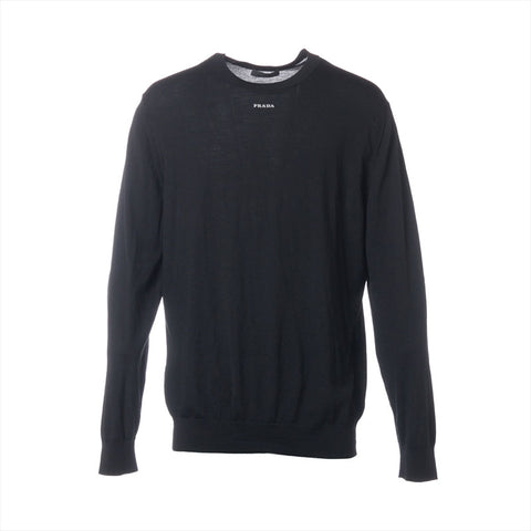 PRADA 2023 Wool Logo Size:56 knit black WS15273