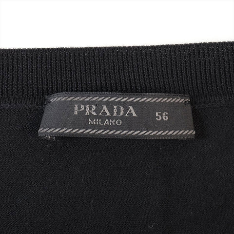 PRADA 2023 Wool Logo Size:56 knit black WS15273