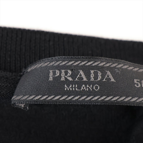 PRADA 2023 Wool Logo Size:56 knit black WS15273
