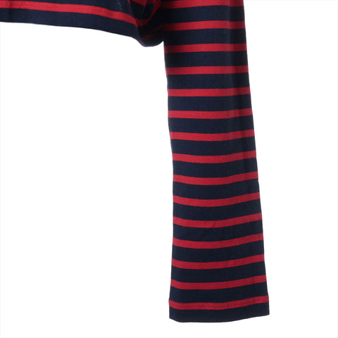 Miu Miu 2019 Cotton Logo Border Long-sleeved T-shirt Navy x red WS15274