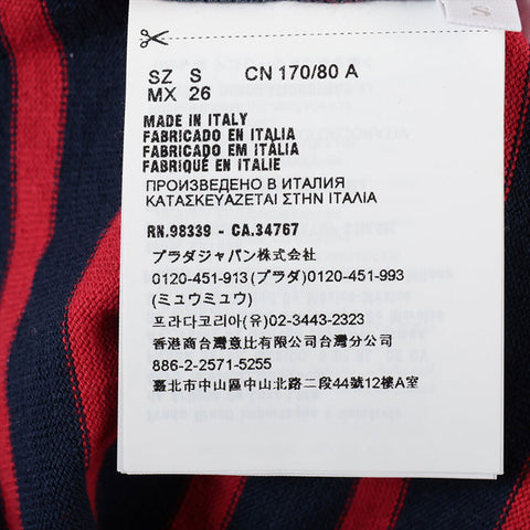 Miu Miu 2019 Cotton Logo Border Long-sleeved T-shirt Navy x red WS15274