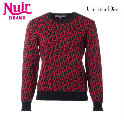 クリスチャンディオール Christian Dior トロッター ウール Size:M ニット レッド×ブラック WS15275