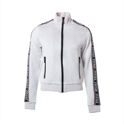 Miu Miu Size:S Blouson Arm Logo 2020 Stainless Steel Jacket Light gray WS15277