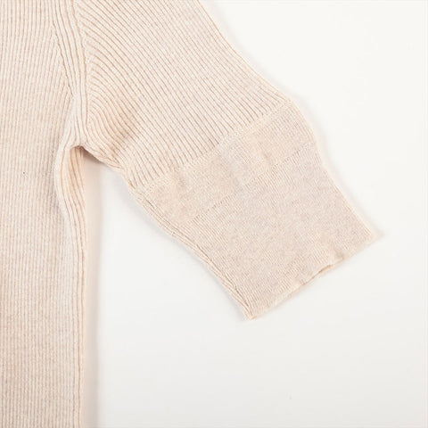 極美品 ミュウ ミュウ Miu Miu Size:36S リブニット コットン ロゴミニドレス ワンピース アイボリー WS15278