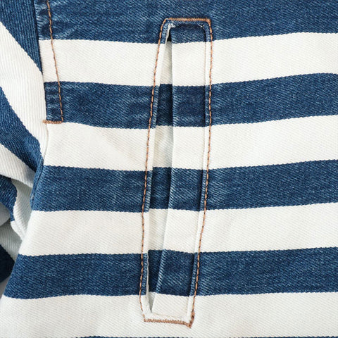 PRADA Size:42 Border Cotton Zip-up Triangle Logo Cropped Jacket Blue x white WS15281