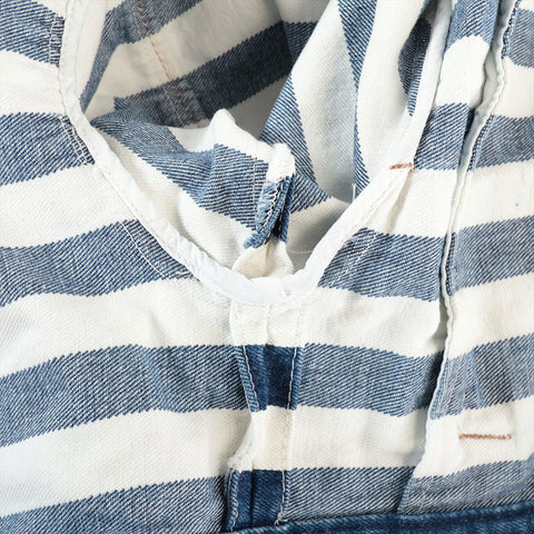 PRADA Size:42 Border Cotton Zip-up Triangle Logo Cropped Jacket Blue x white WS15281