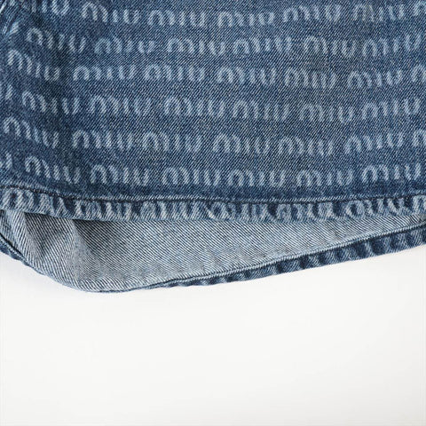 Miu Miu Size:25 Denim Logo Print Shorts 2023Stainless Steel Pants blue WS15282