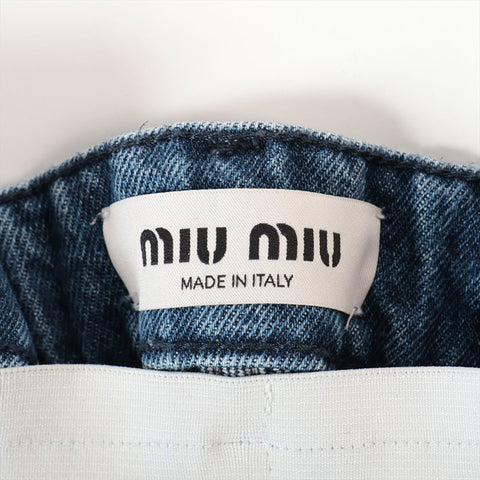 Miu Miu Size:25 Denim Logo Print Shorts 2023Stainless Steel Pants blue WS15282
