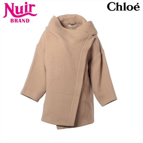クロエ Chloe Size:38 ウール ポンチョ キェメル ジャケット キャメル WS15283