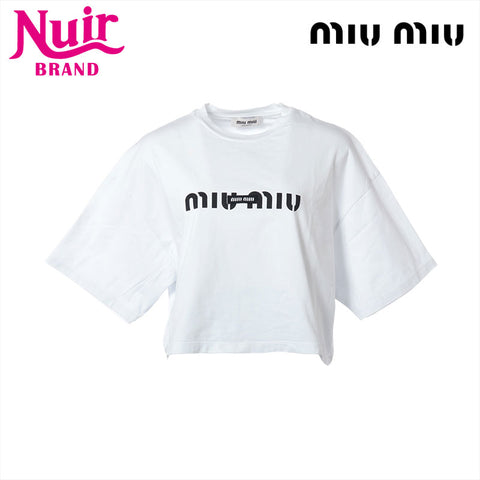 ミュウ ミュウ Miu Miu Size:S コットン ロゴ 半袖Ｔシャツ ホワイト WS15286