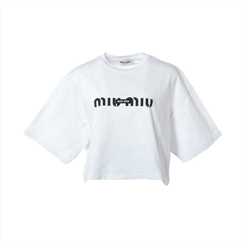 ミュウ ミュウ Miu Miu Size:S コットン ロゴ 半袖Ｔシャツ ホワイト WS15286