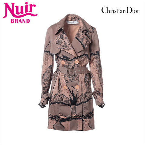 Christian Dior Size: 38 Galliano period lace floral pattern trench coat coat Beige x black WS15289