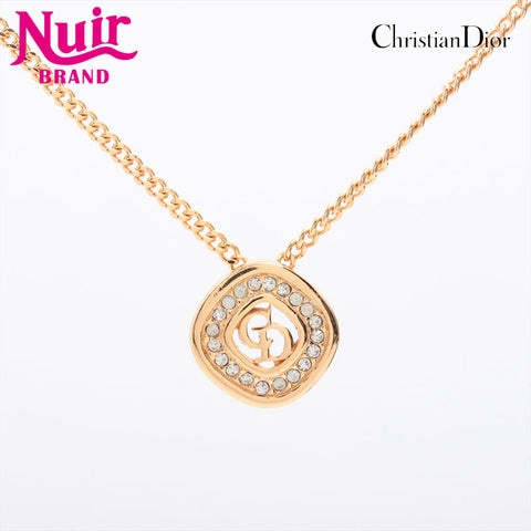Christian Dior CD logo rhinestone Necklace gold WS15290