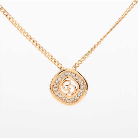 Christian Dior CD logo rhinestone Necklace gold WS15290