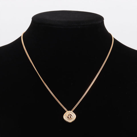 Christian Dior CD logo rhinestone Necklace gold WS15290