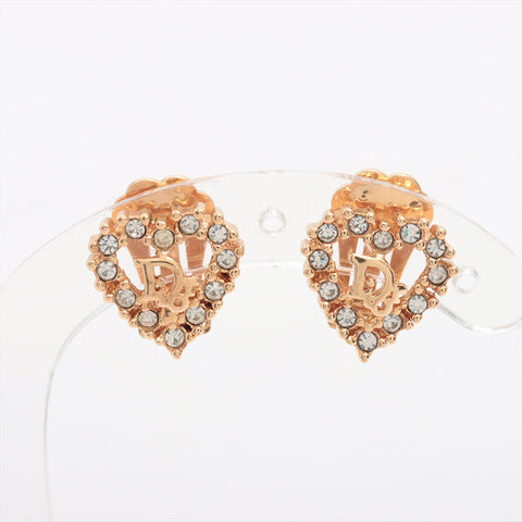 Christian Dior Heart logo rhinestone Earring gold WS15292