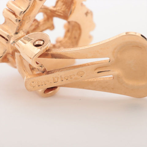 Christian Dior Heart logo rhinestone Earring gold WS15292