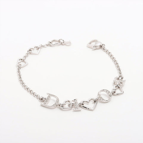 Christian Dior Heart CD Logo Chain bracelet Silver WS15320