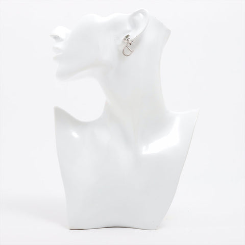 Christian Dior CD logo rhinestone Earring Silver WS15321